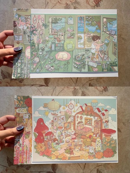 #141 Ancient Castle Fairytale 3D Scene Stickers 4 Cute Miniature Scenes （size：XL)