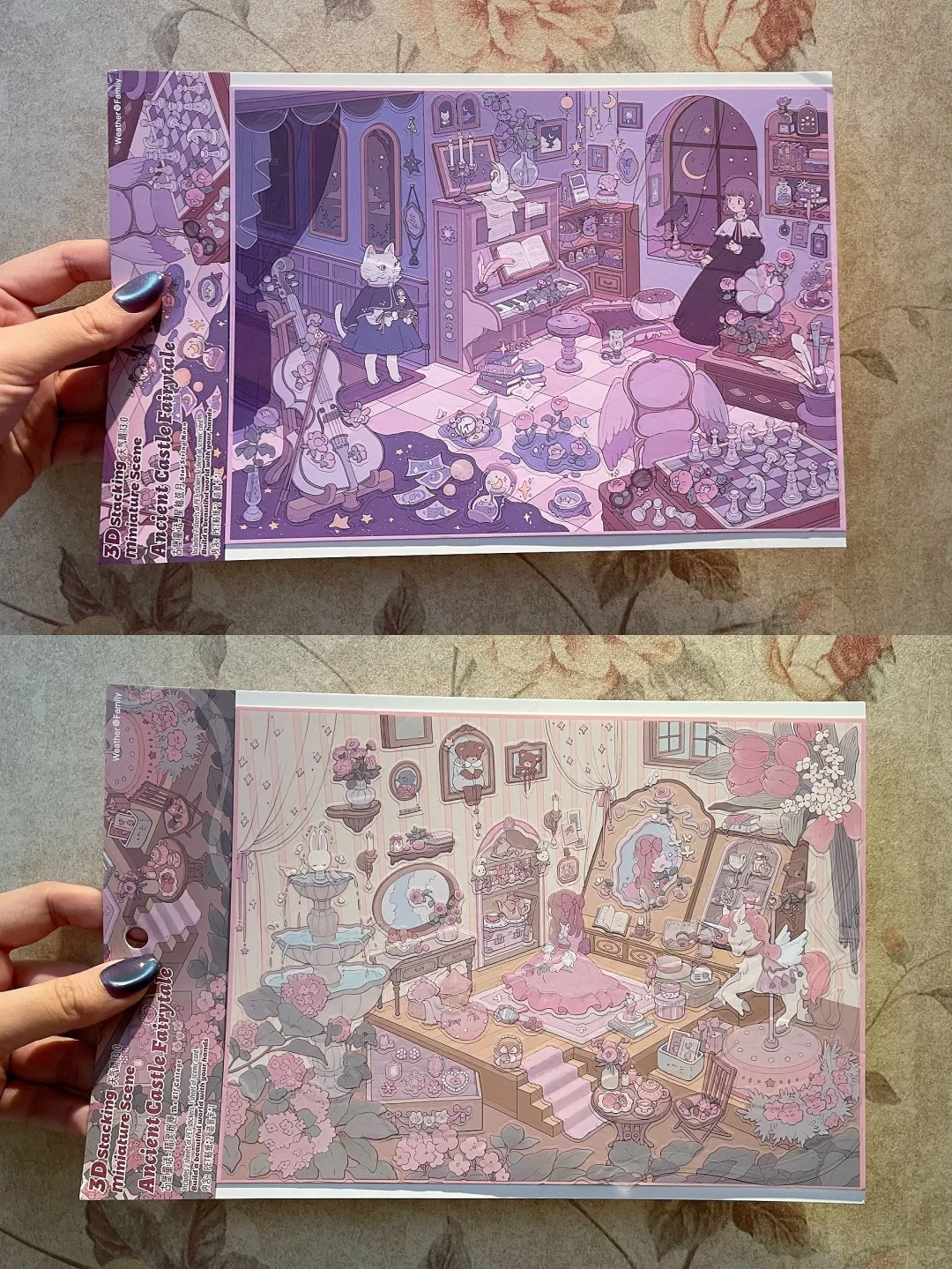 #141 Ancient Castle Fairytale 3D Scene Stickers 4 Cute Miniature Scenes （size：XL)