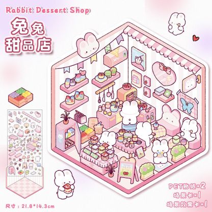 Pet's Cute Store DIY 3D Scene Stickers 8 cute and soothing miniature scenes