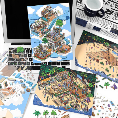 Quality Time Build 2 Magical Worlds -Premium Theme Sticker Collection