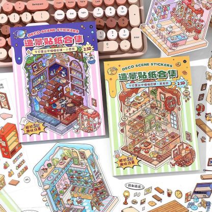 Kitten Shop Scene Sticker Notebook (5-in-1)