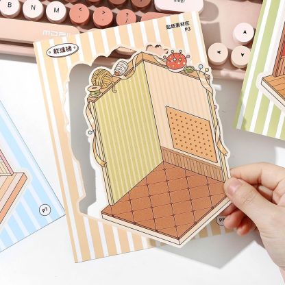 Kitten Shop Scene Sticker Notebook (5-in-1)