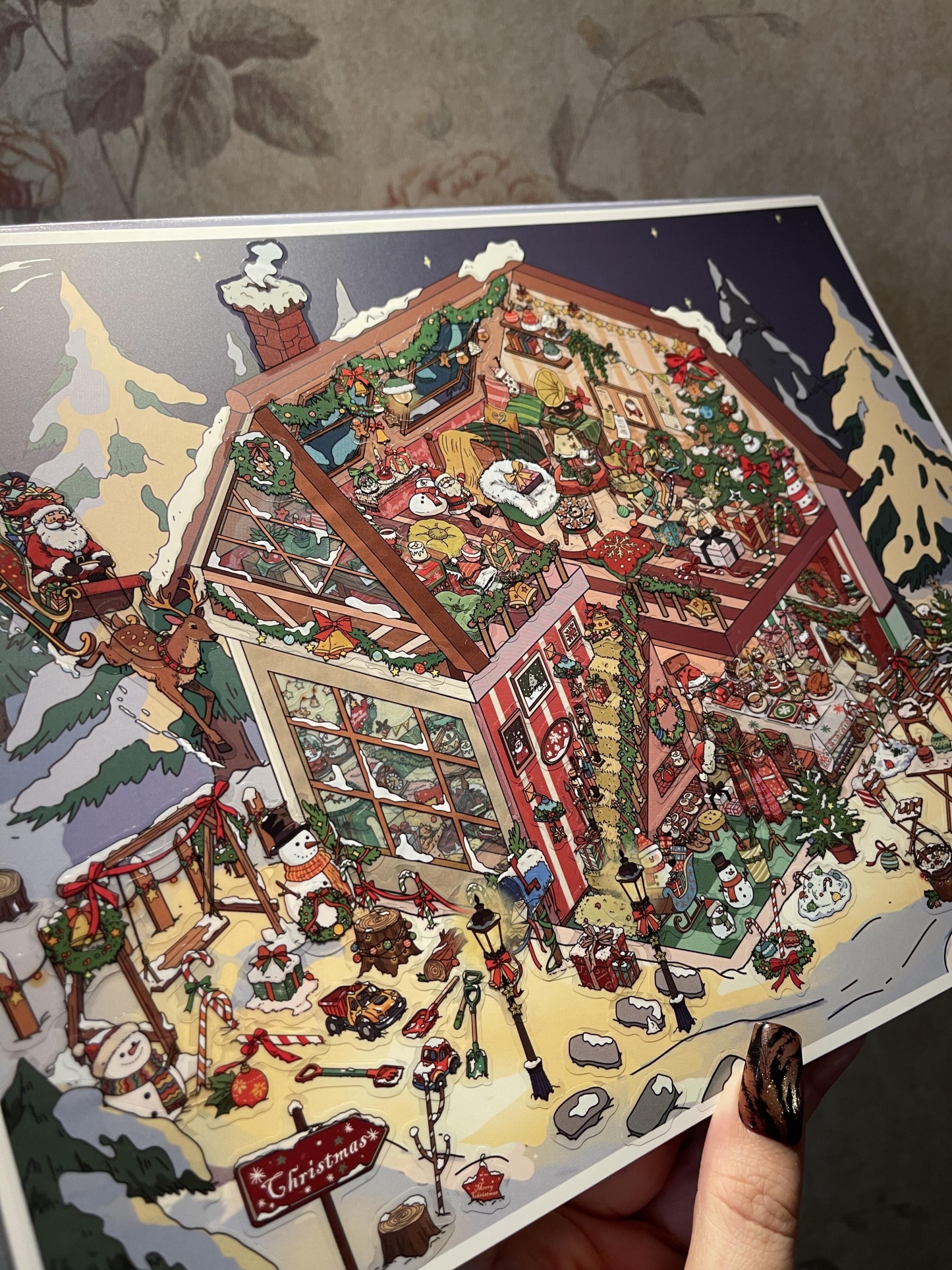 #281 Christmas warm cottage (Size:L)