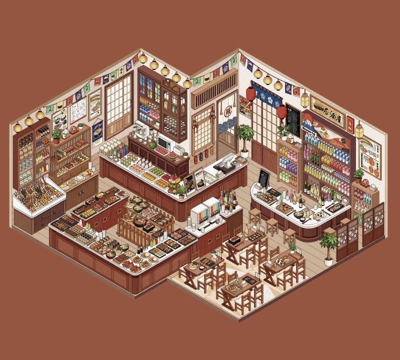 #304 Half price today only!!! Immersive sushi&convenient store(Size:XL)