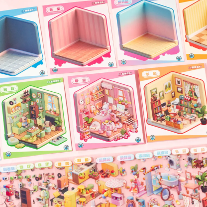 #143 3D Dream Room 3D Scene Sticker Book 8-in-1（Size:S)