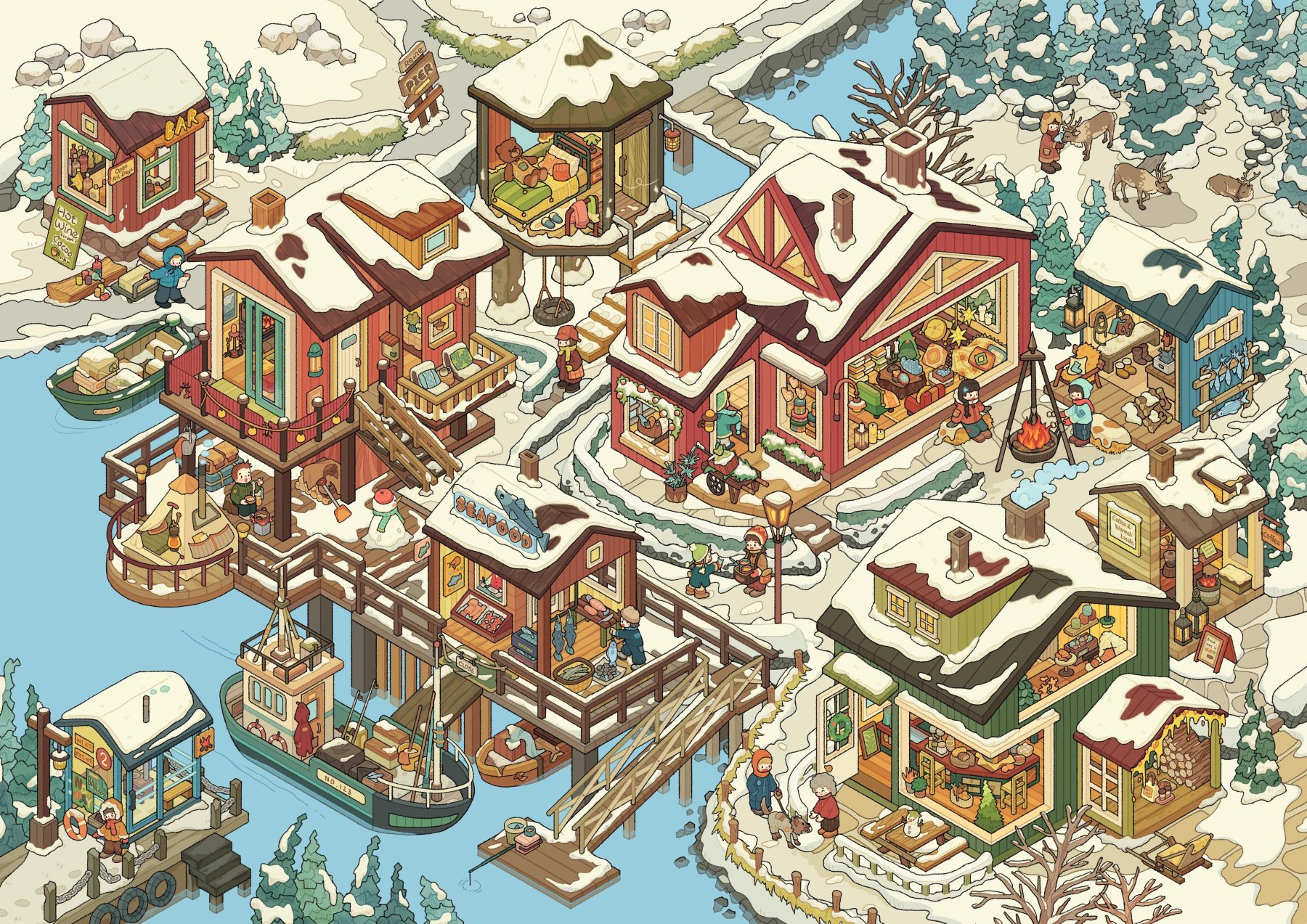 #302 Norway winter town(Size:XL)