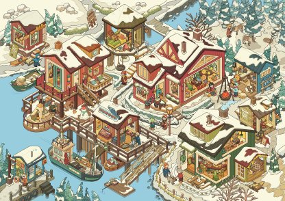 #302 Norway winter town(Size:XL)