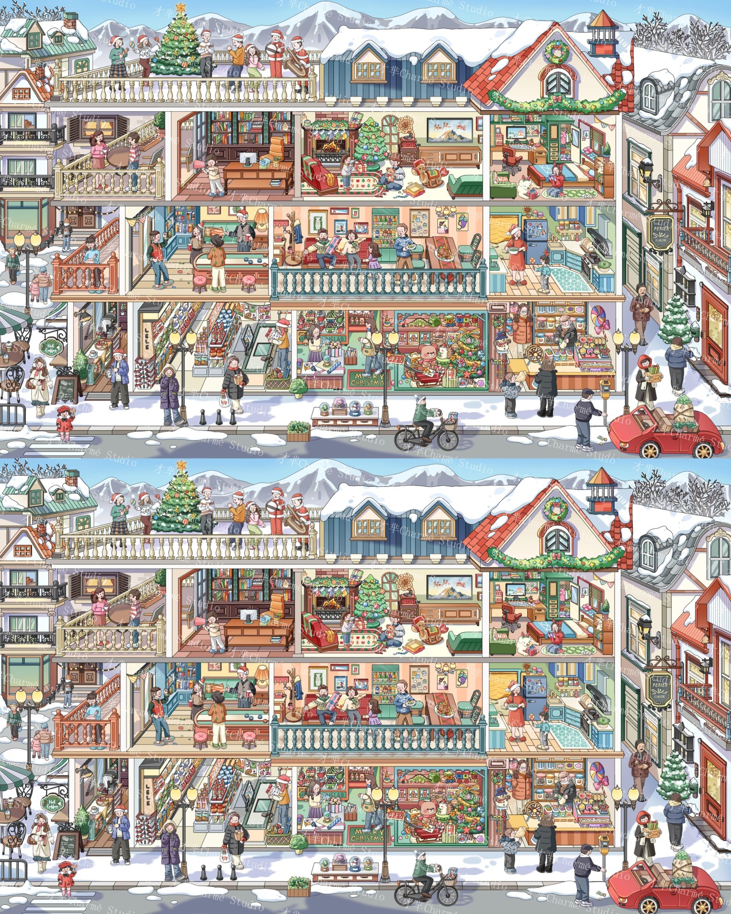 #087 Winter town（Size:XL)