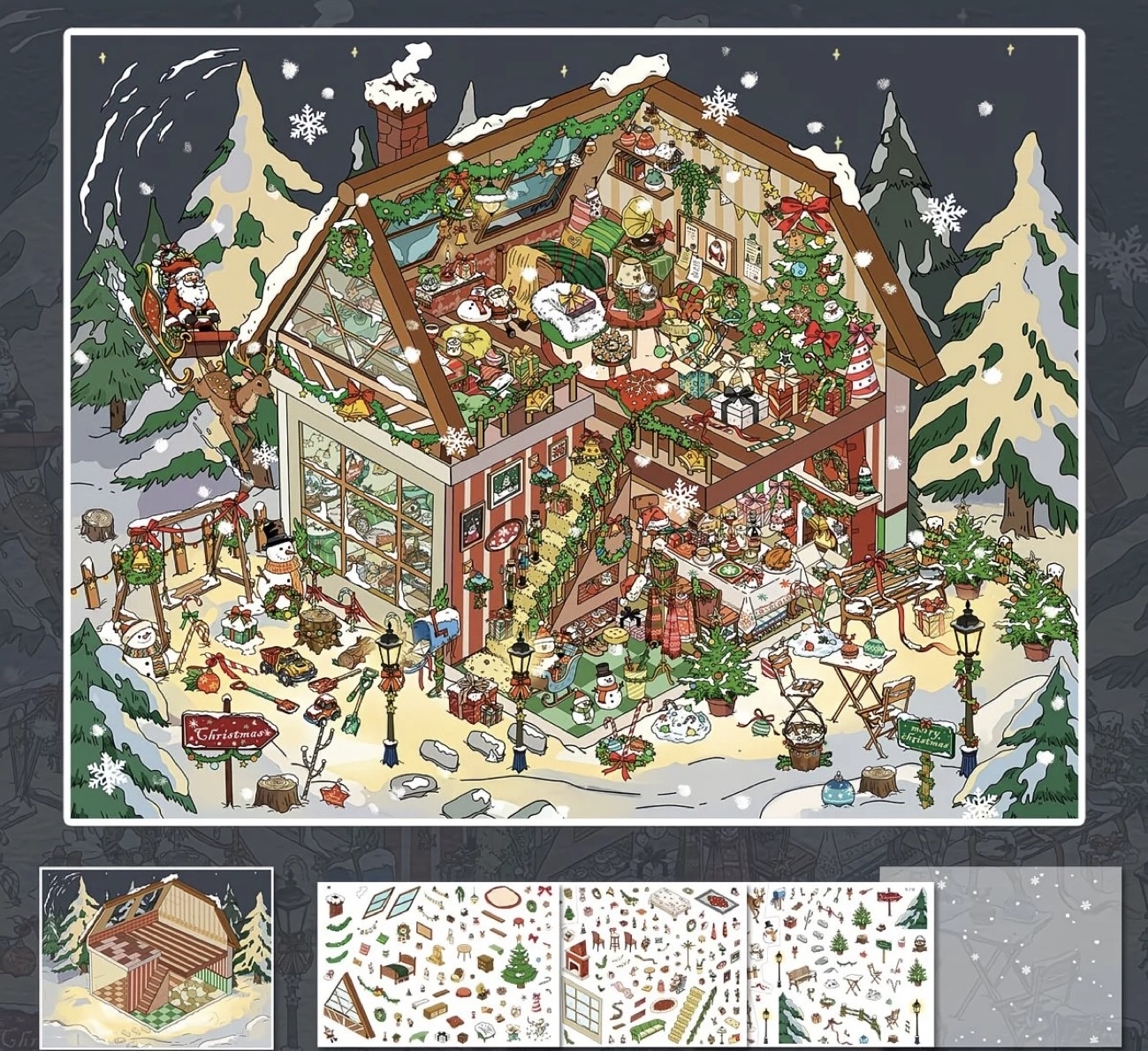 #281 Christmas warm cottage (Size:L)