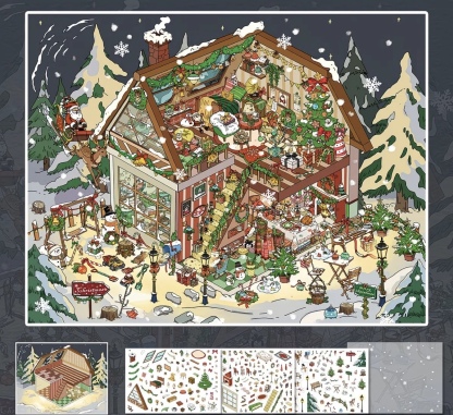 #281 Christmas warm cottage (Size:L)
