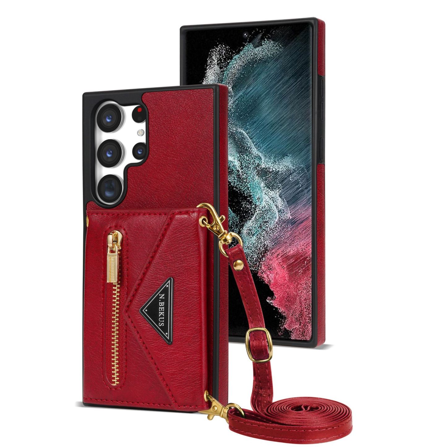 MobiWallet - Husă din piele pentru telefon de mare capacitate 4 în 1 pentru Samsung