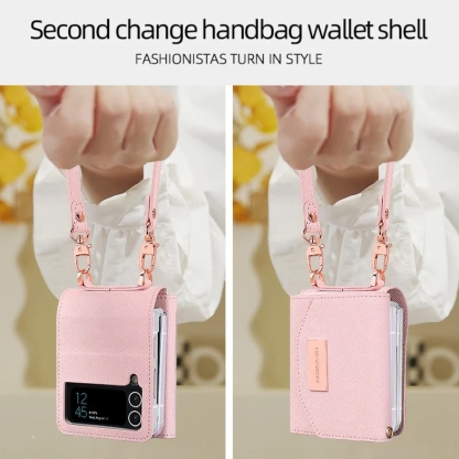 Carcasă portofel pliabilă de călătorie Husă din piele pentru carduri pentru Samsung Flip3 5G/ Flip4