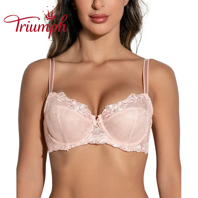 TRIUMPH - Γυναικείο σουτιέν και εσώρουχα με διάφανη δαντέλα χωρίς επένδυση Full Cup Underwire Plus Size
