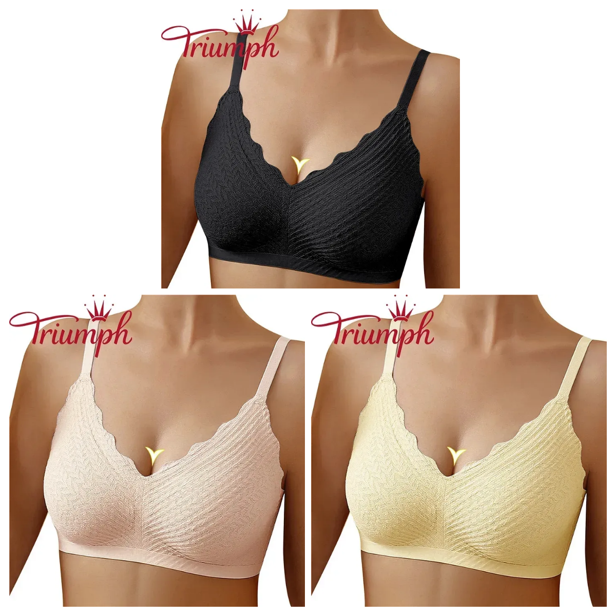 TRIUMPH – 3 опаковки 💥 Безшевно латексово бельо с тънка балонна капачка [75A-85D]