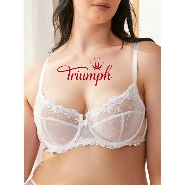 TRIUMPH - Γυναικείο σουτιέν και εσώρουχα με διάφανη δαντέλα χωρίς επένδυση Full Cup Underwire Plus Size