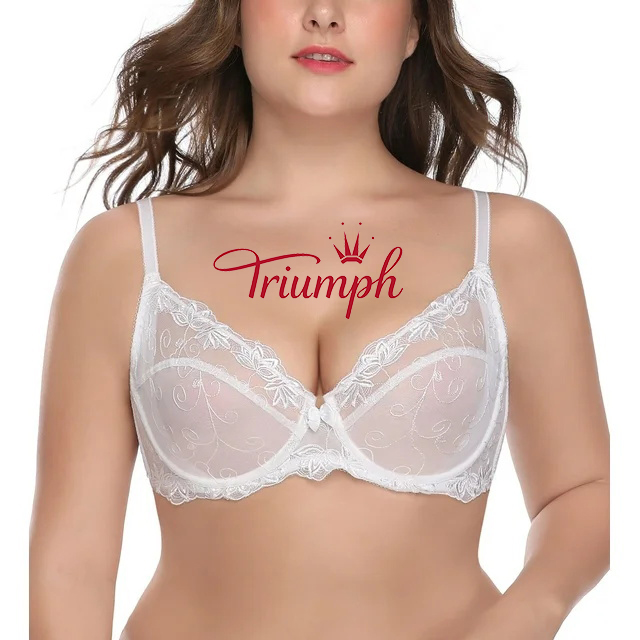 TRIUMPH - Γυναικείο σουτιέν και εσώρουχα με διάφανη δαντέλα χωρίς επένδυση Full Cup Underwire Plus Size