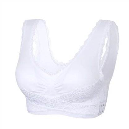 Triumph - Sutien fără sârmă din silicon Tourmaline, țesătură confortabilă și respirabilă, cataramă încrucișată din dantelă în față🔥🔥🔥