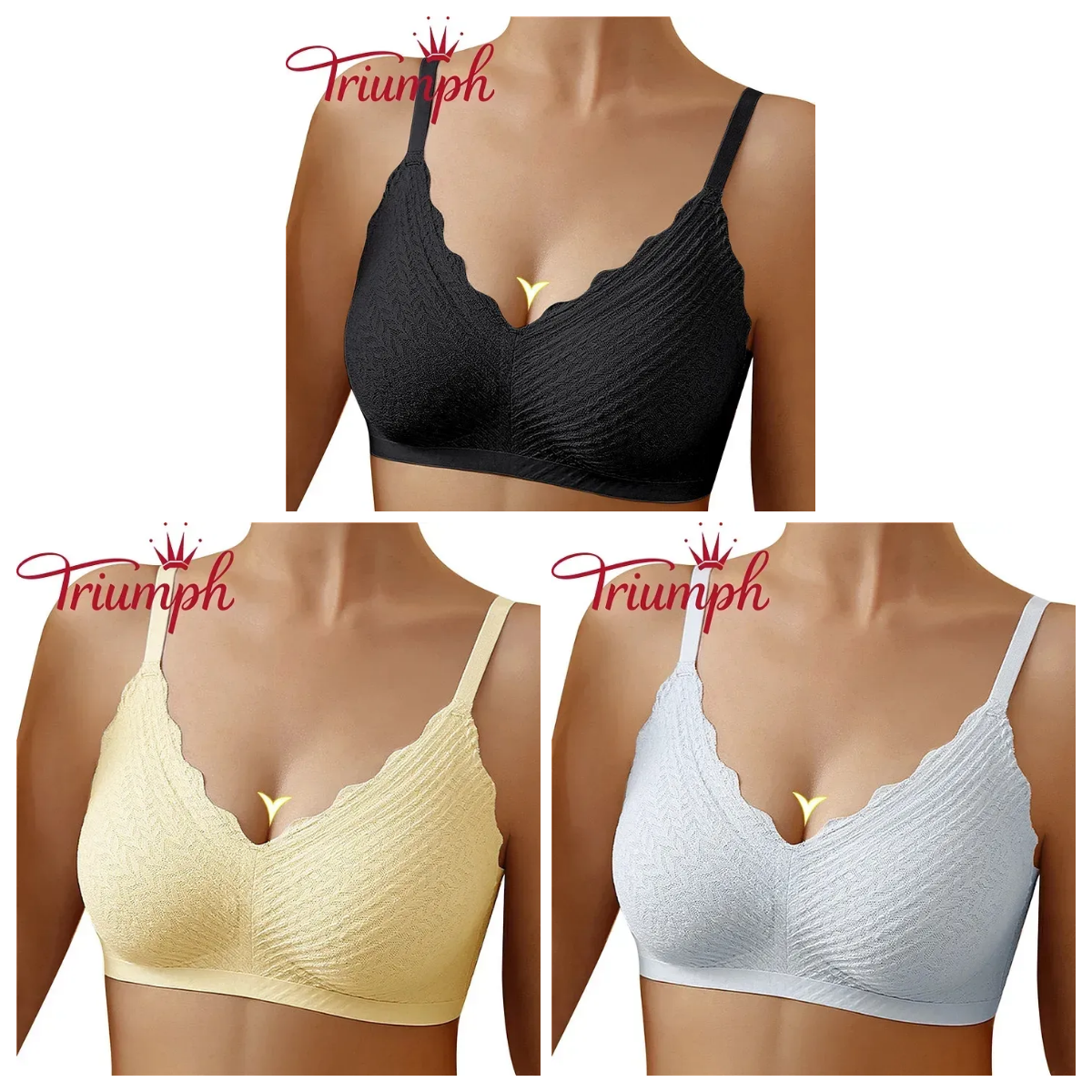 TRIUMPH – 3 опаковки 💥 Безшевно латексово бельо с тънка балонна капачка [75A-85D]