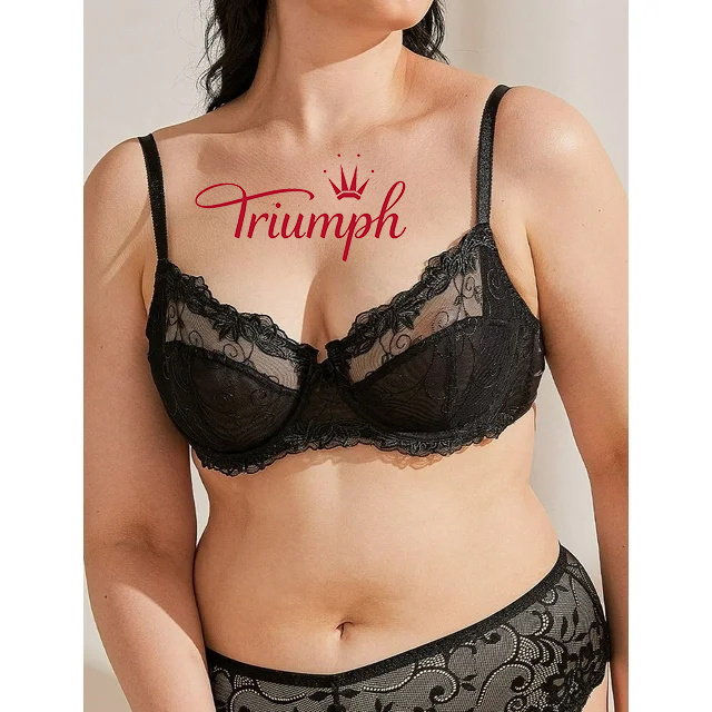 TRIUMPH - Γυναικείο σουτιέν και εσώρουχα με διάφανη δαντέλα χωρίς επένδυση Full Cup Underwire Plus Size
