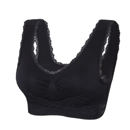 Triumph - Sutien fără sârmă din silicon Tourmaline, țesătură confortabilă și respirabilă, cataramă încrucișată din dantelă în față🔥🔥🔥