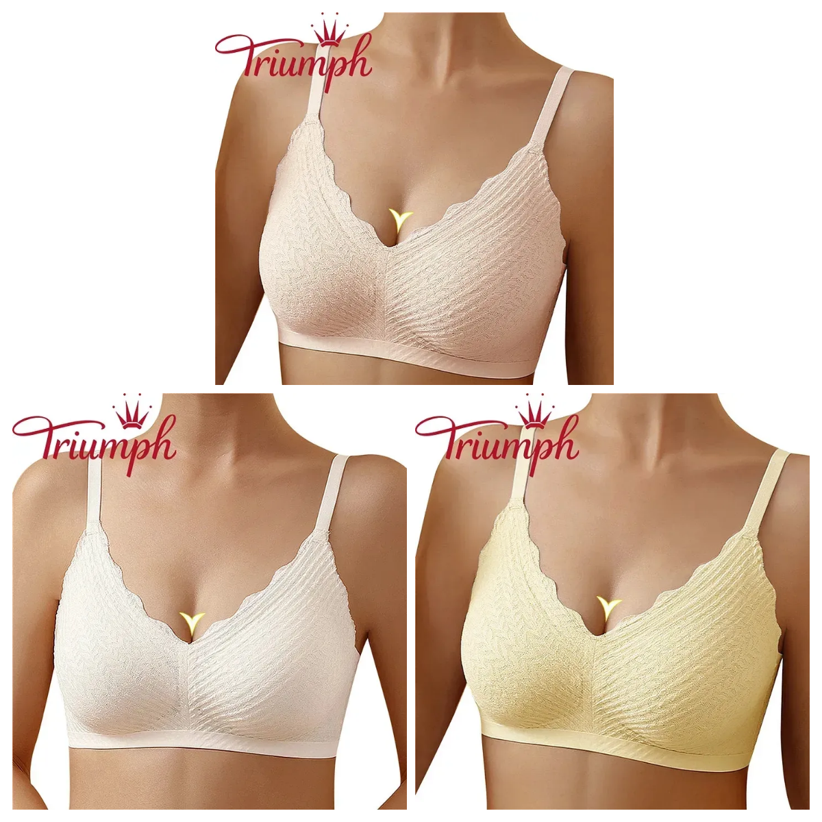 TRIUMPH – 3 опаковки 💥 Безшевно латексово бельо с тънка балонна капачка [75A-85D]