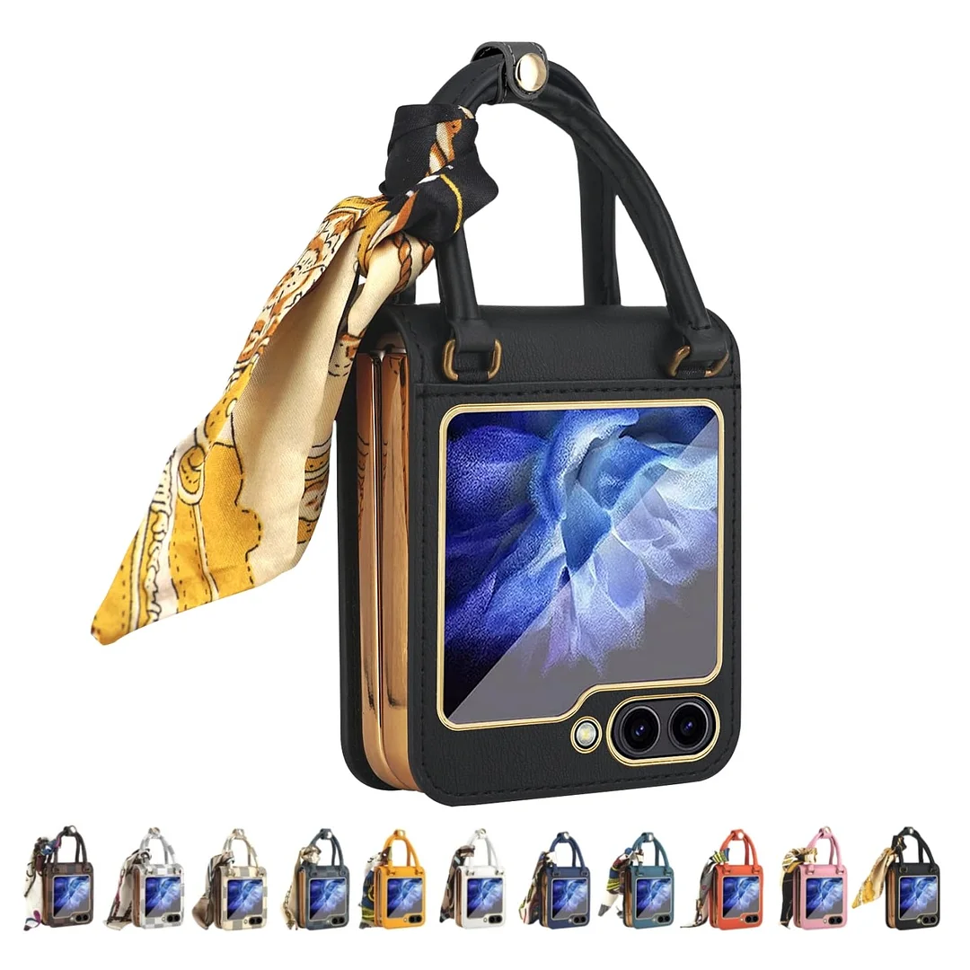 Κατάλληλο για Samsung ZFlip6/5/4/3 δερμάτινη ηλεκτρολυμένη θήκη κινητού τηλεφώνου all-inclusive κατά της πτώσης