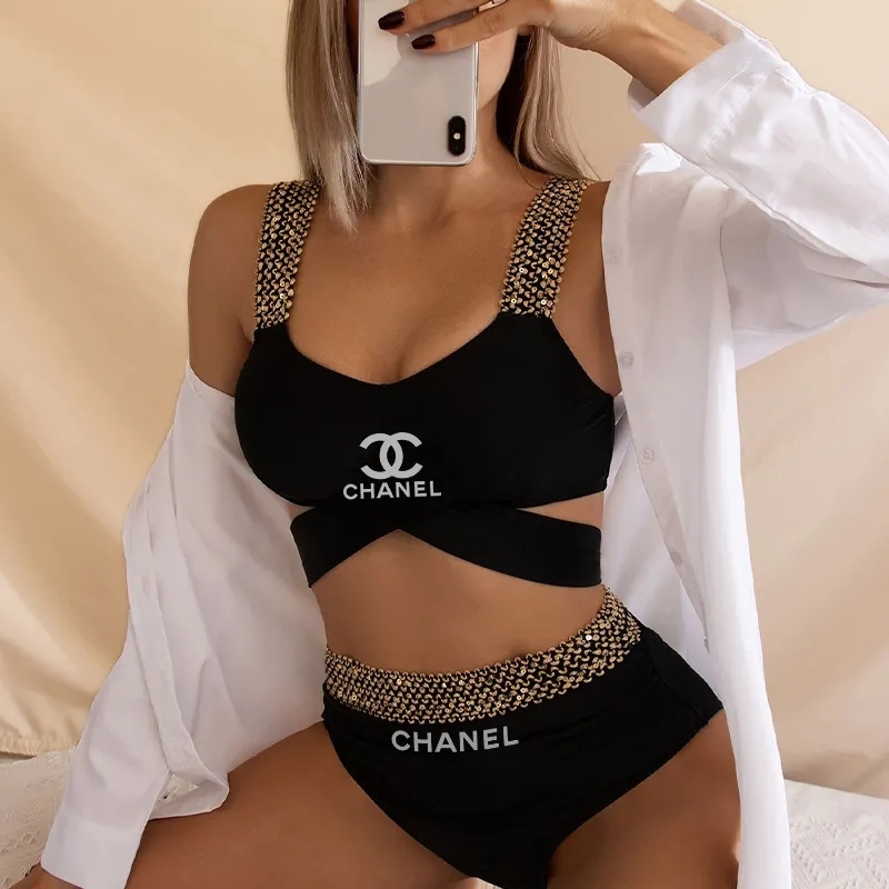 【Chanel】 Ψηλόμεσο ελαστικό μαγιό με σκίσιμο