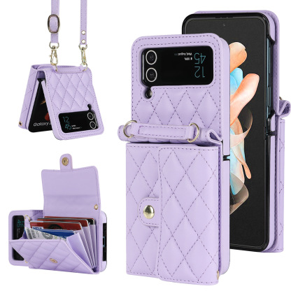 Husa De Telefon De Lux Cu Suport Card De Piele Cu Lant Pentru Samsung Galaxy Z Flip3 Flip4 5G