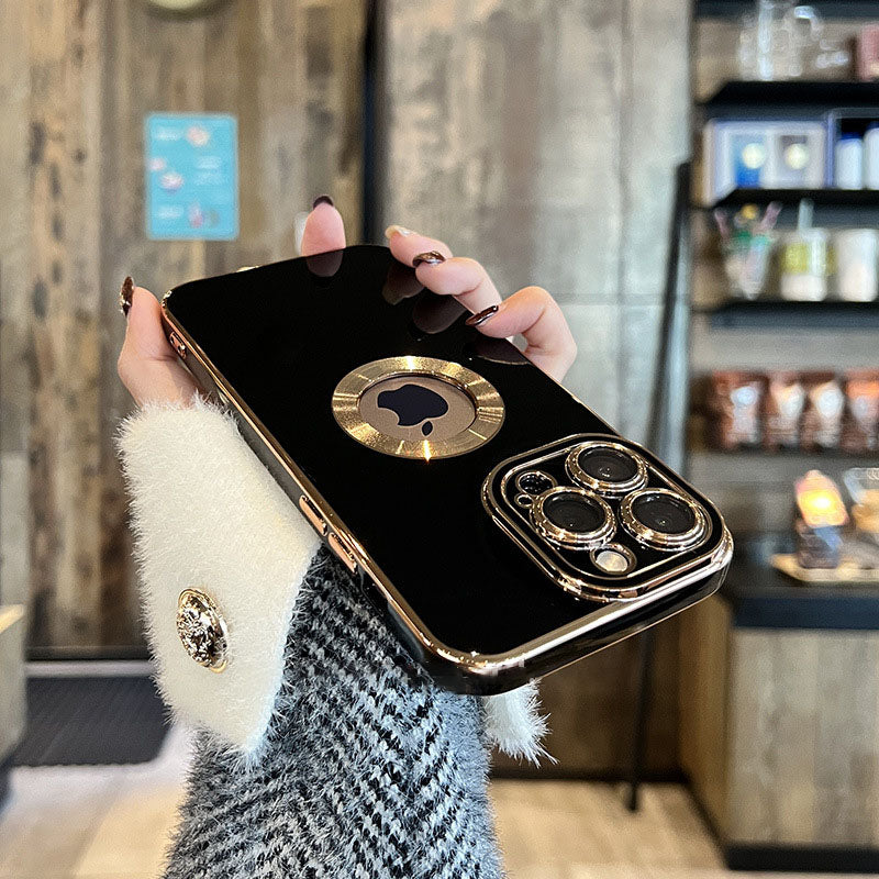 Husă pentru iPhone galvanizată cu folie de protecție a obiectivului camerei