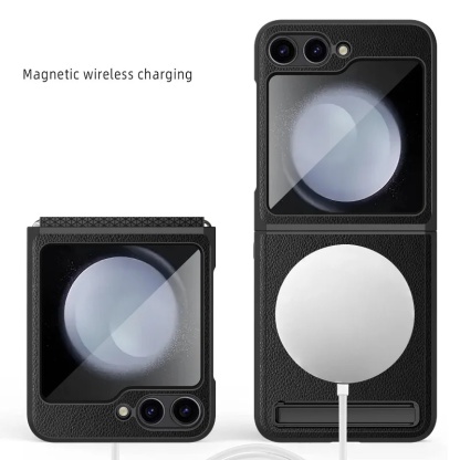 Αντικραδασμική δερμάτινη θήκη για Samsung Galaxy Z FLIP 6/5/4/3 με μαγνητική βάση