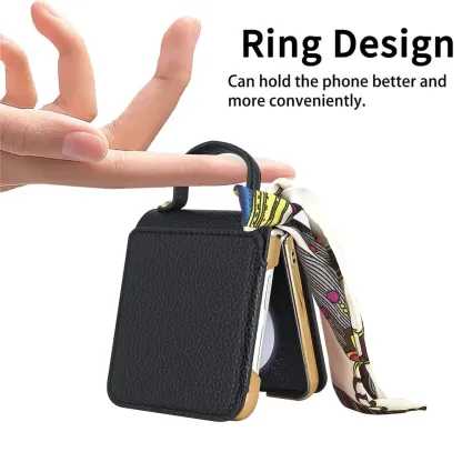 Κατάλληλο για Samsung ZFlip6/5/4/3 δερμάτινη ηλεκτρολυμένη θήκη κινητού τηλεφώνου all-inclusive κατά της πτώσης