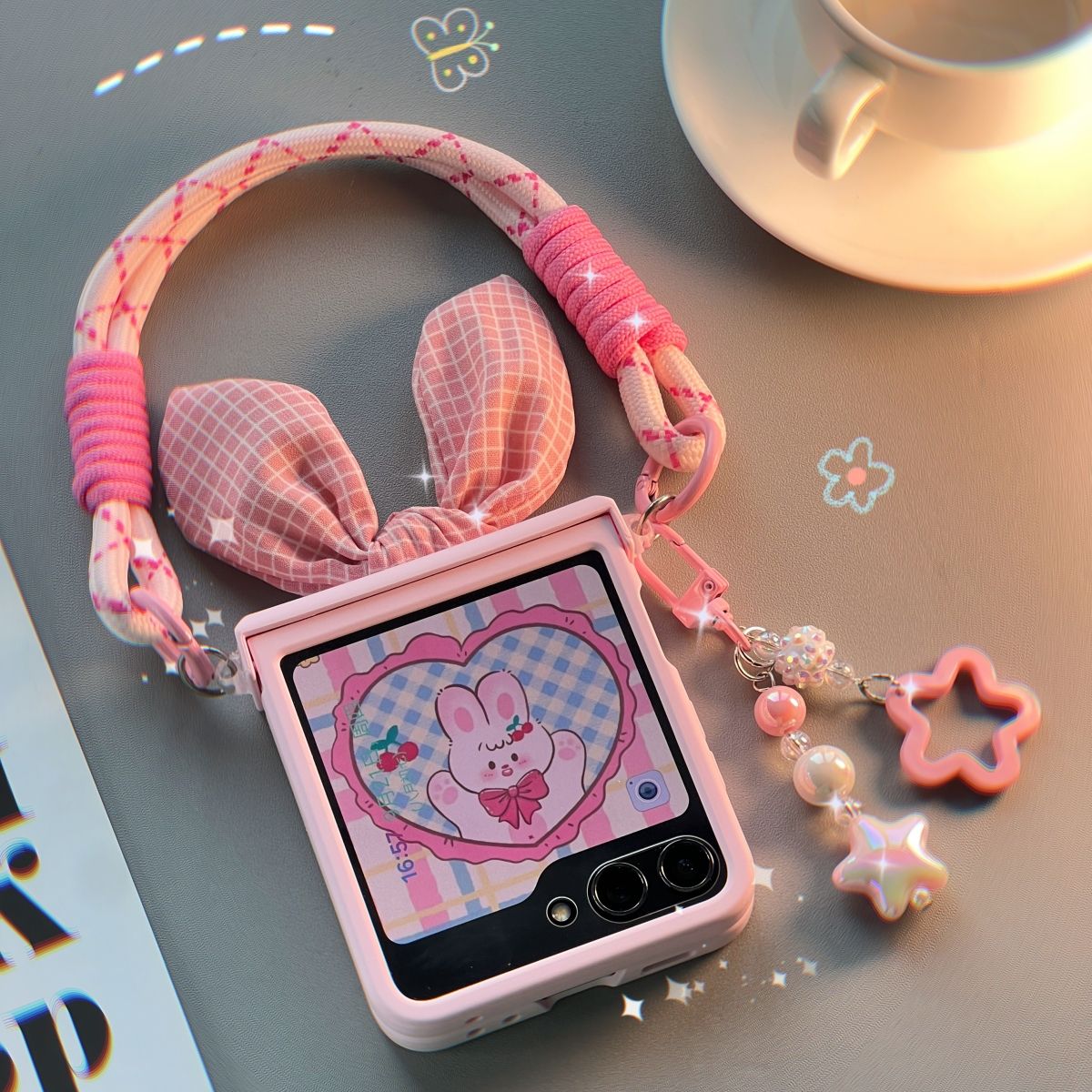 Νέα προστατευτική θήκη για κινητά αυτιά κουνελιού Samsung Z Flip5 Flip4 Flip3