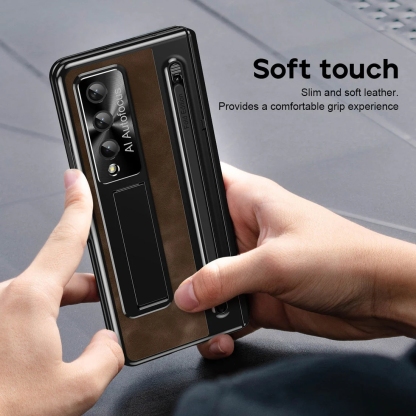 Husă pentru telefon din piele anti-cădere în stil retro Jazz - Seria Galaxy Z Fold