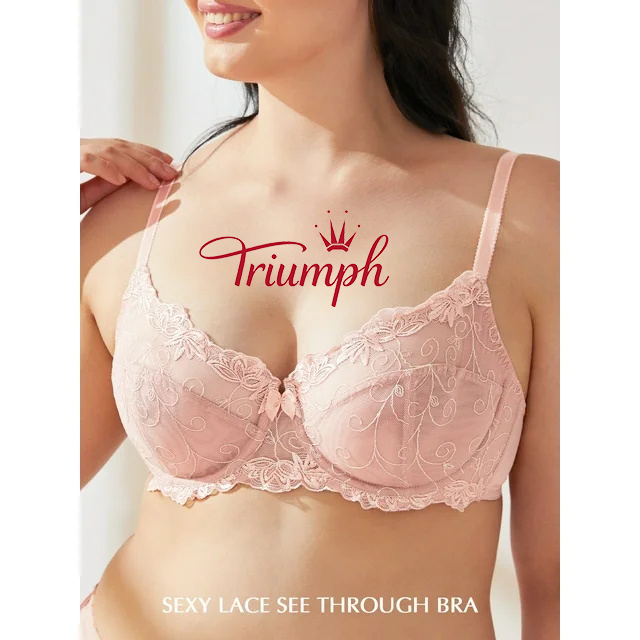 TRIUMPH - Γυναικείο σουτιέν και εσώρουχα με διάφανη δαντέλα χωρίς επένδυση Full Cup Underwire Plus Size