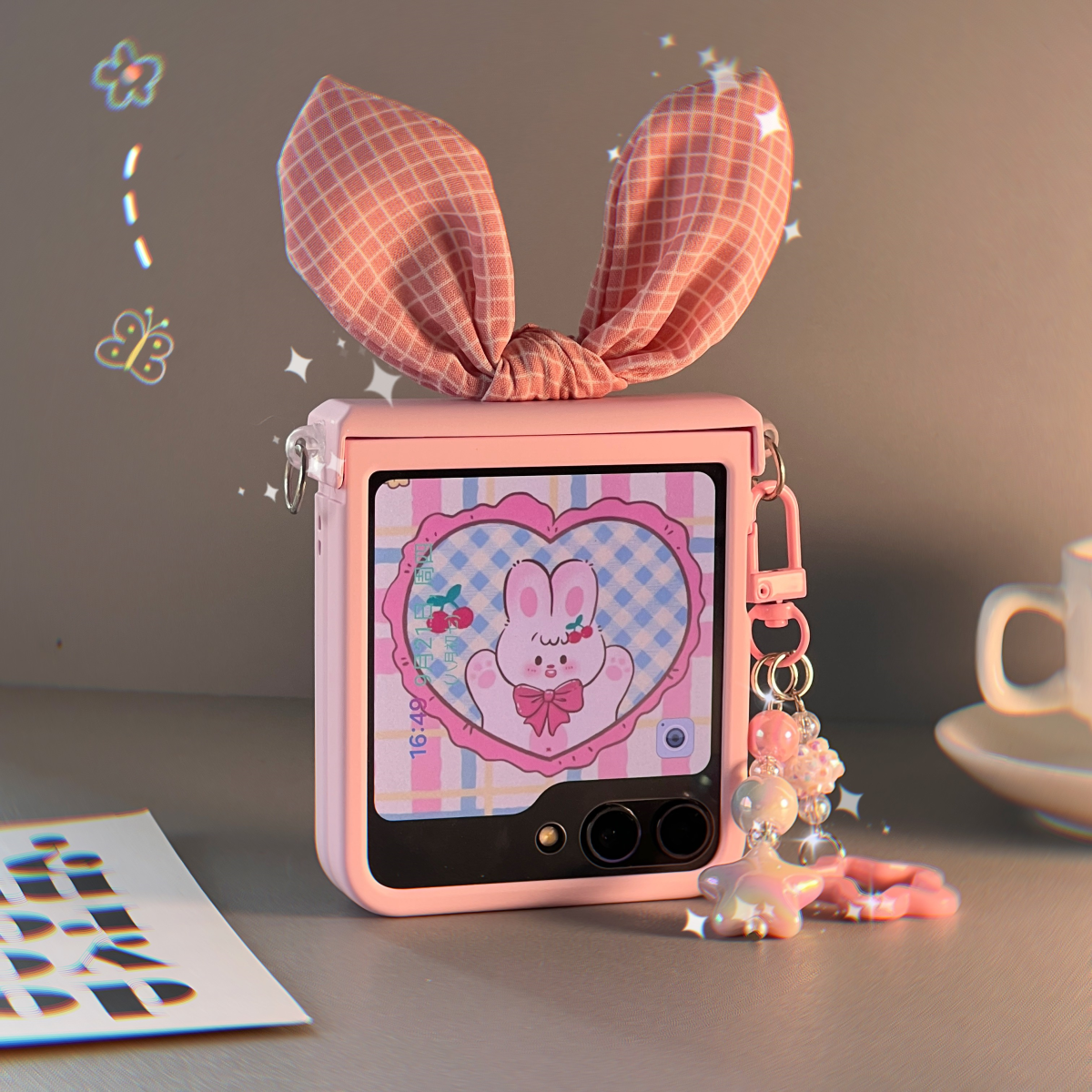 Νέα προστατευτική θήκη για κινητά αυτιά κουνελιού Samsung Z Flip5 Flip4 Flip3