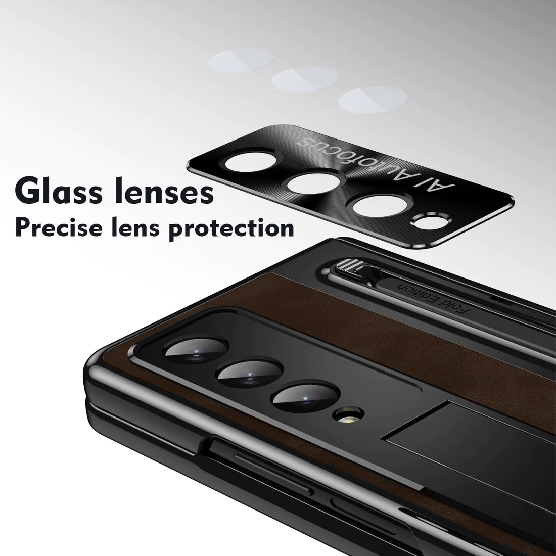 Husă pentru telefon din piele anti-cădere în stil retro Jazz - Seria Galaxy Z Fold