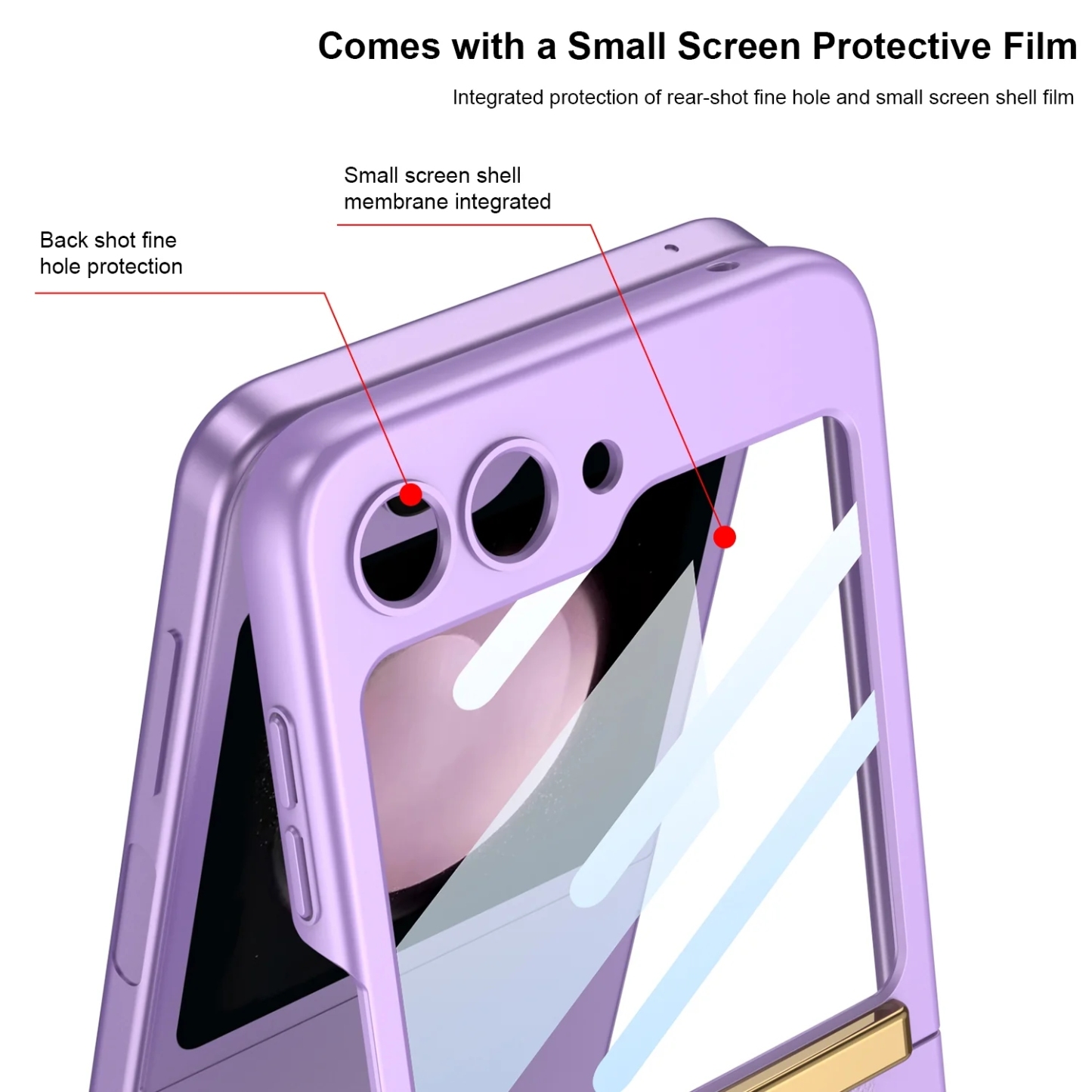 Husă de lux pentru telefon cu curea anti-cădere cu folie de protecție frontală pentru Samsung Galaxy Z Flip5 Flip4 Flip3
