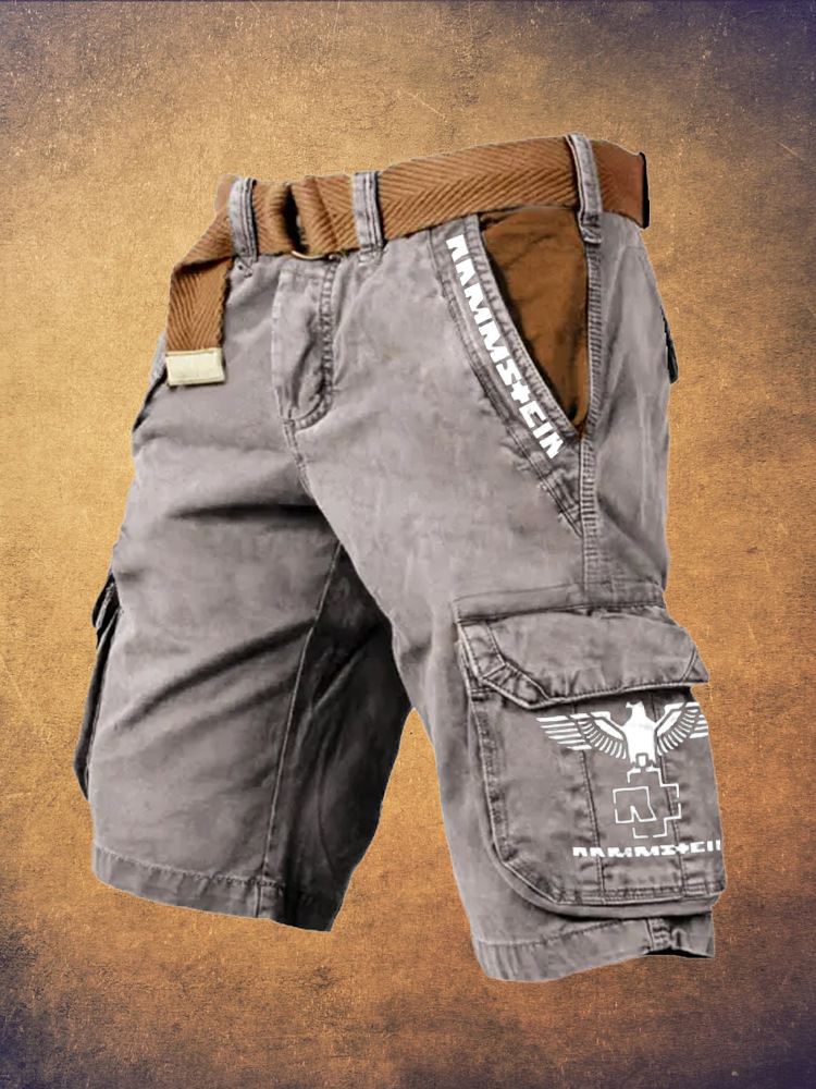 Pantaloni scurți cargo retro pentru bărbați cu design totem viking