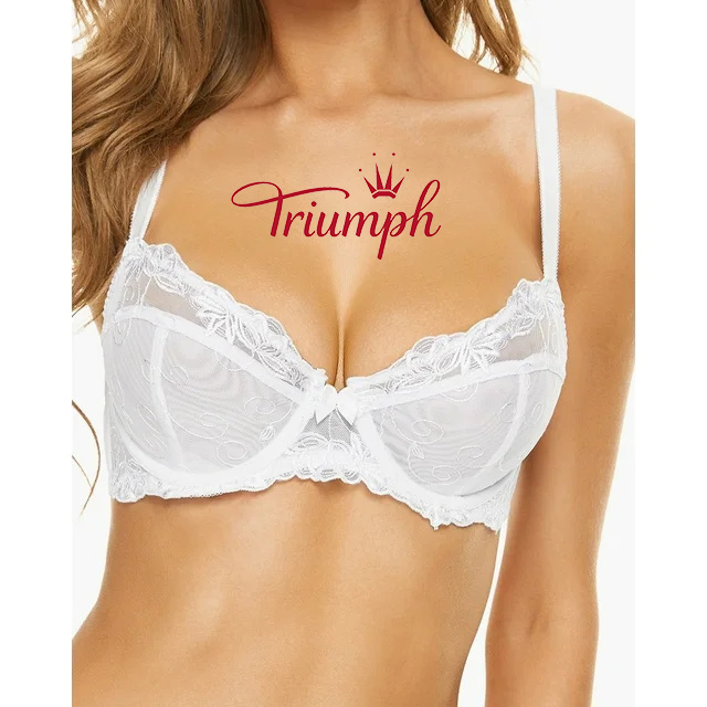 TRIUMPH - Γυναικείο σουτιέν και εσώρουχα με διάφανη δαντέλα χωρίς επένδυση Full Cup Underwire Plus Size