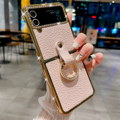 Husă pentru telefon inel placată cu stras cu sclipici pentru Samsung Galaxy Flip4 Flip3