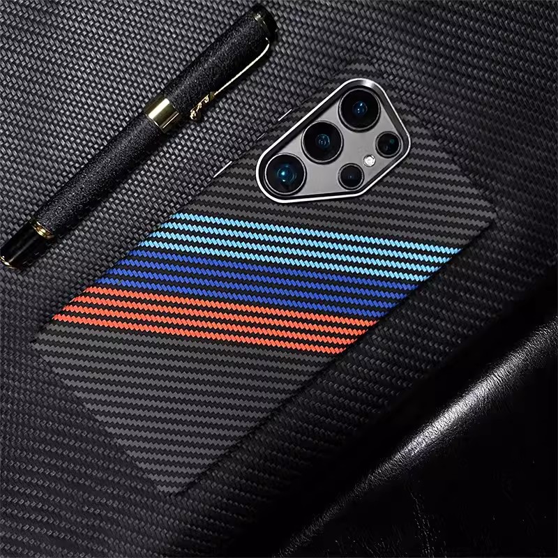 Capa de telefone texturizada magnética de Kevlar para Samsung Galaxy S23/S24 Ultra