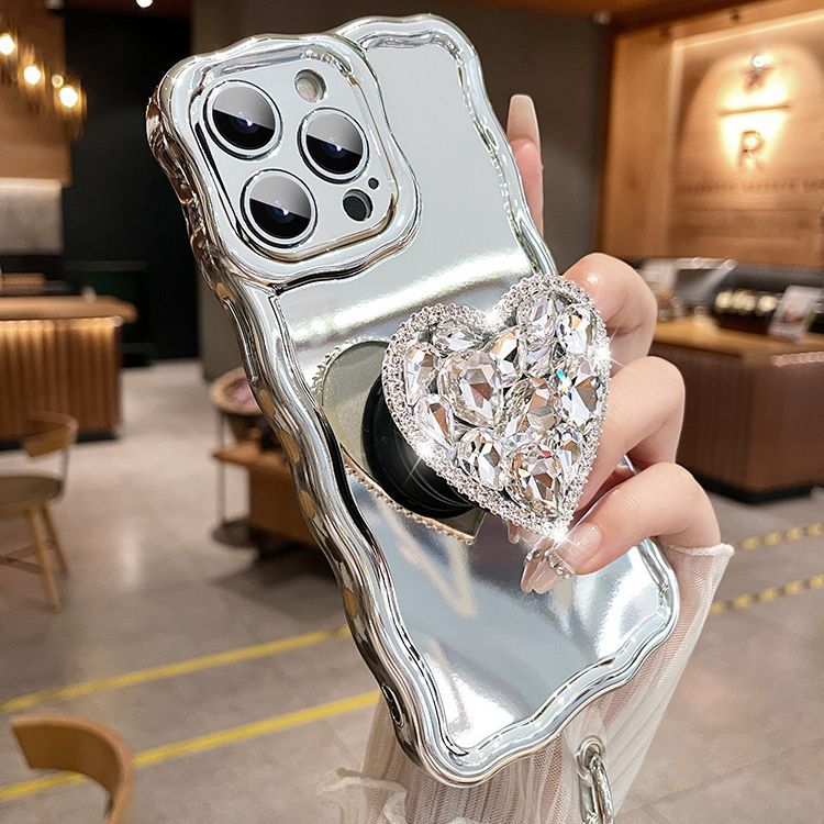 Θήκη iPhone με ασημένια καρδιά από στρας