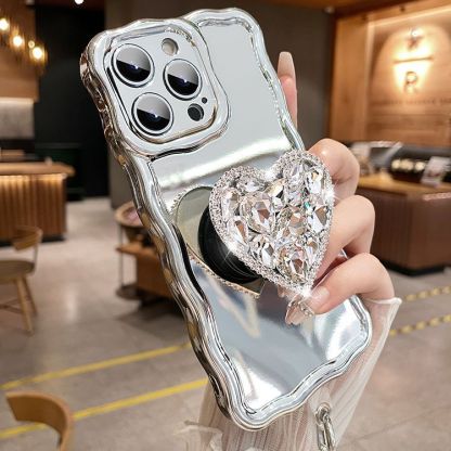 Θήκη iPhone με ασημένια καρδιά από στρας
