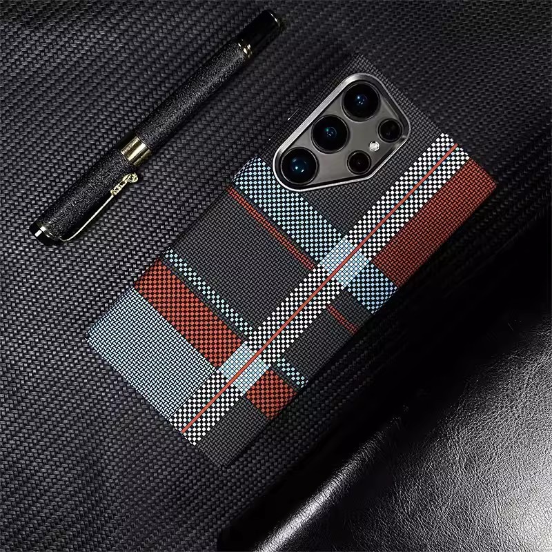 Capa de telefone texturizada magnética de Kevlar para Samsung Galaxy S23/S24 Ultra