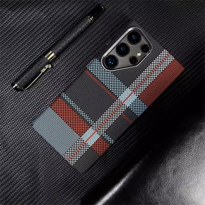 Capa de telefone texturizada magnética de Kevlar para Samsung Galaxy S23/S24 Ultra