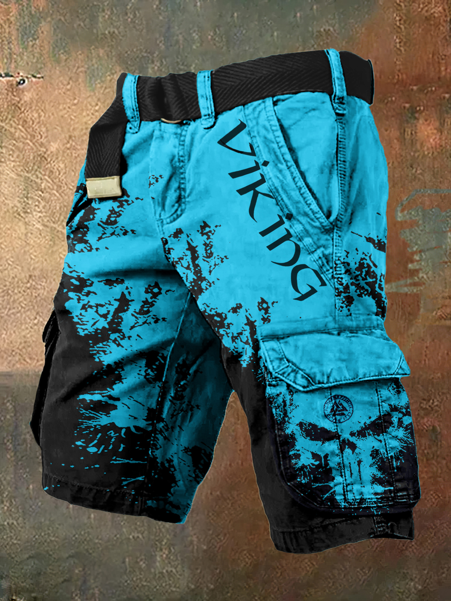 Pantaloni scurți cargo retro pentru bărbați cu design totem viking