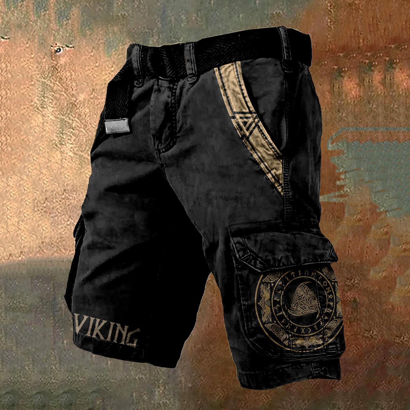 Męskie szorty cargo Retro Viking Totem Art