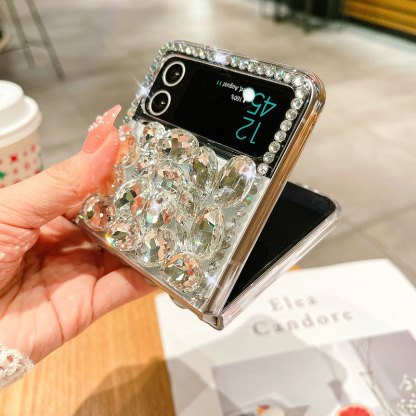 Πολυτελής διαφανής θήκη τηλεφώνου Rhinestone για Samsung Galaxy Z Flip3 Flip4 5G