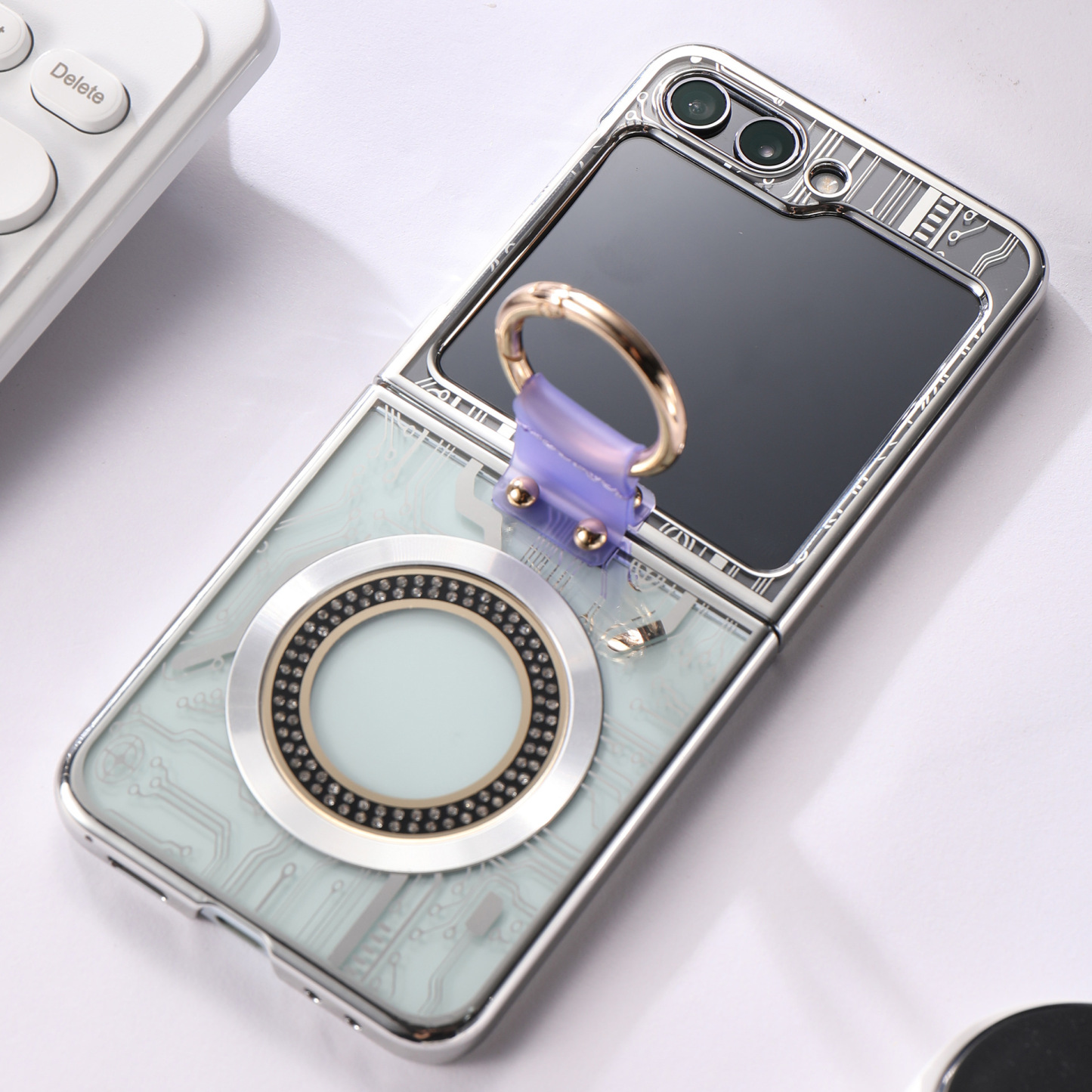 Προστατευτική θήκη τηλεφώνου Cyberpunk Magnetic Wireless Charging για Samsung Galaxy Z Flip5 Flip4 Flip3