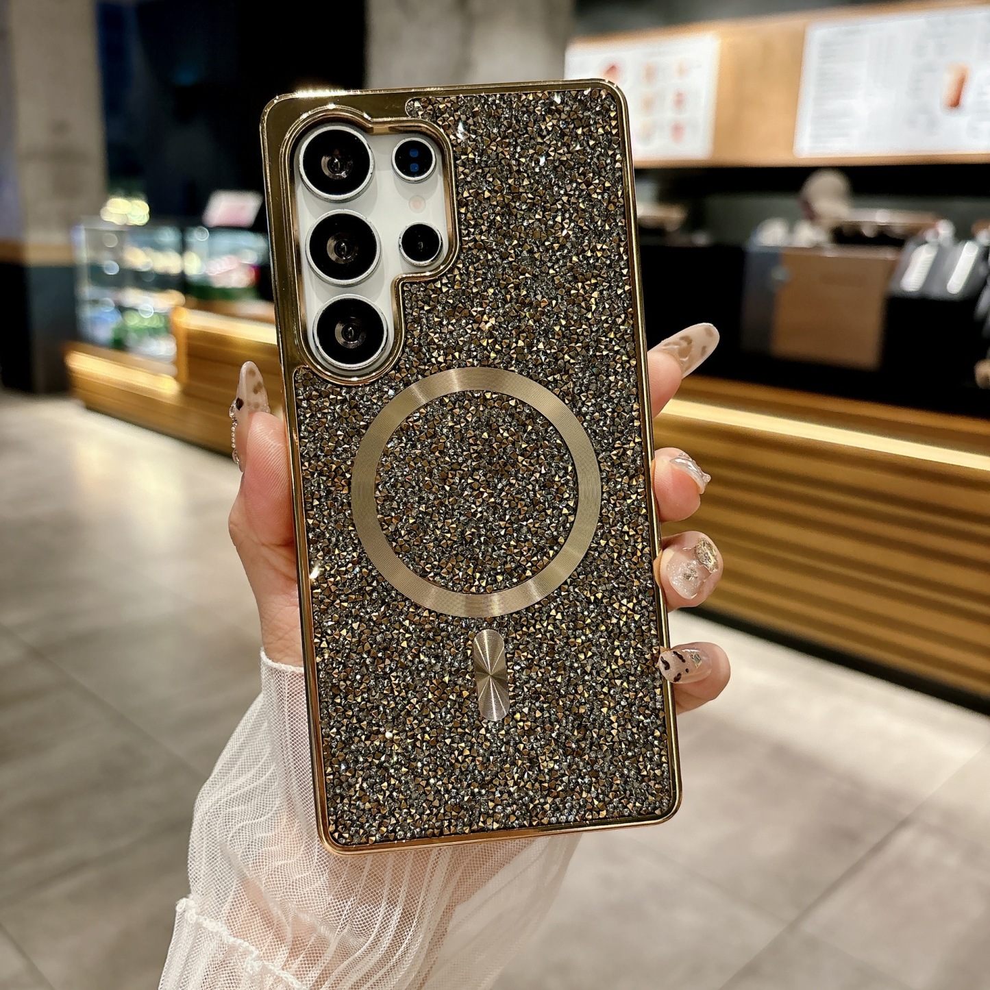 Ins Hot Sale Luxury Diamond Glitter Μαγνητική θήκη τηλεφώνου Samsung